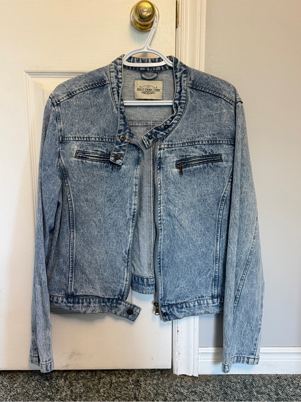 Levi's Light Blue Acid Wash Denim Jacket with Zip Chest Pockets